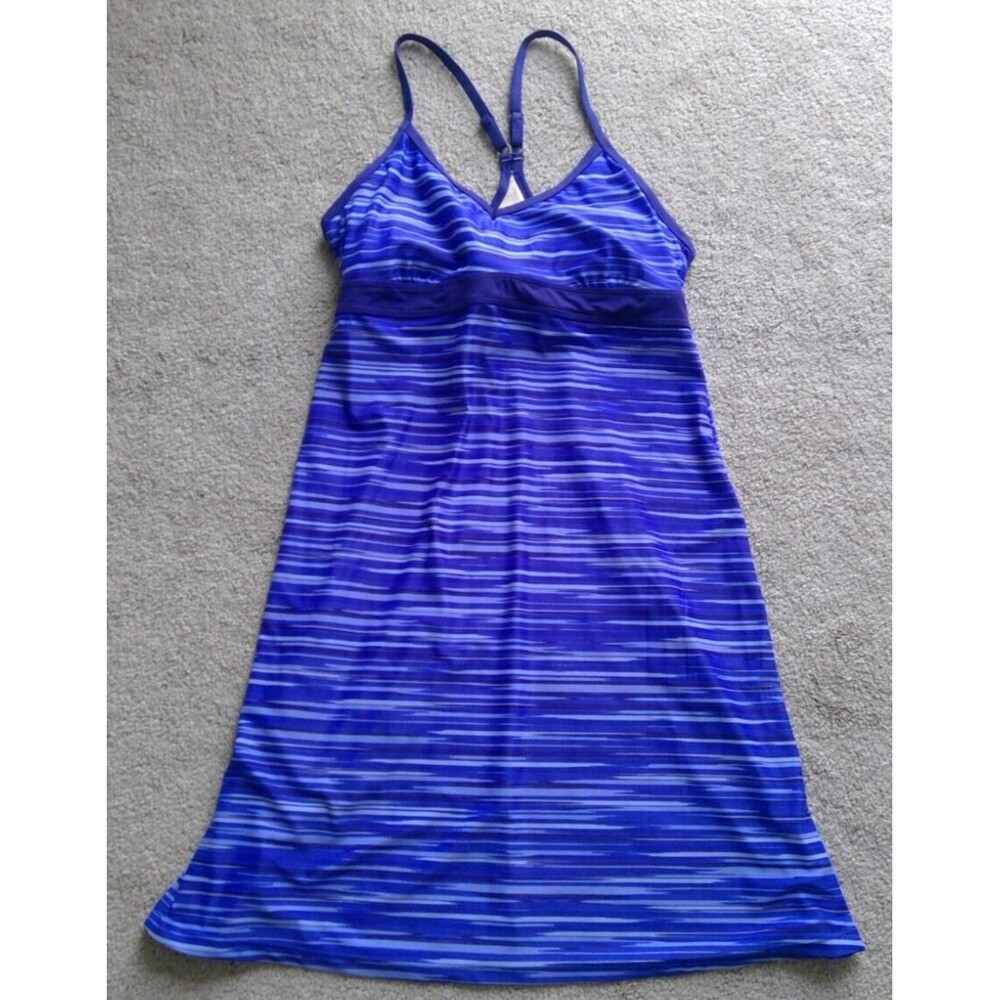 Athleta Swim Dress Womens Medium Shorebreak Blue Stripe Racerback Athletic